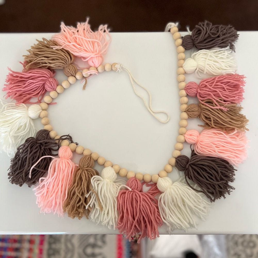 Boho Tassel Garland with Wood Beads